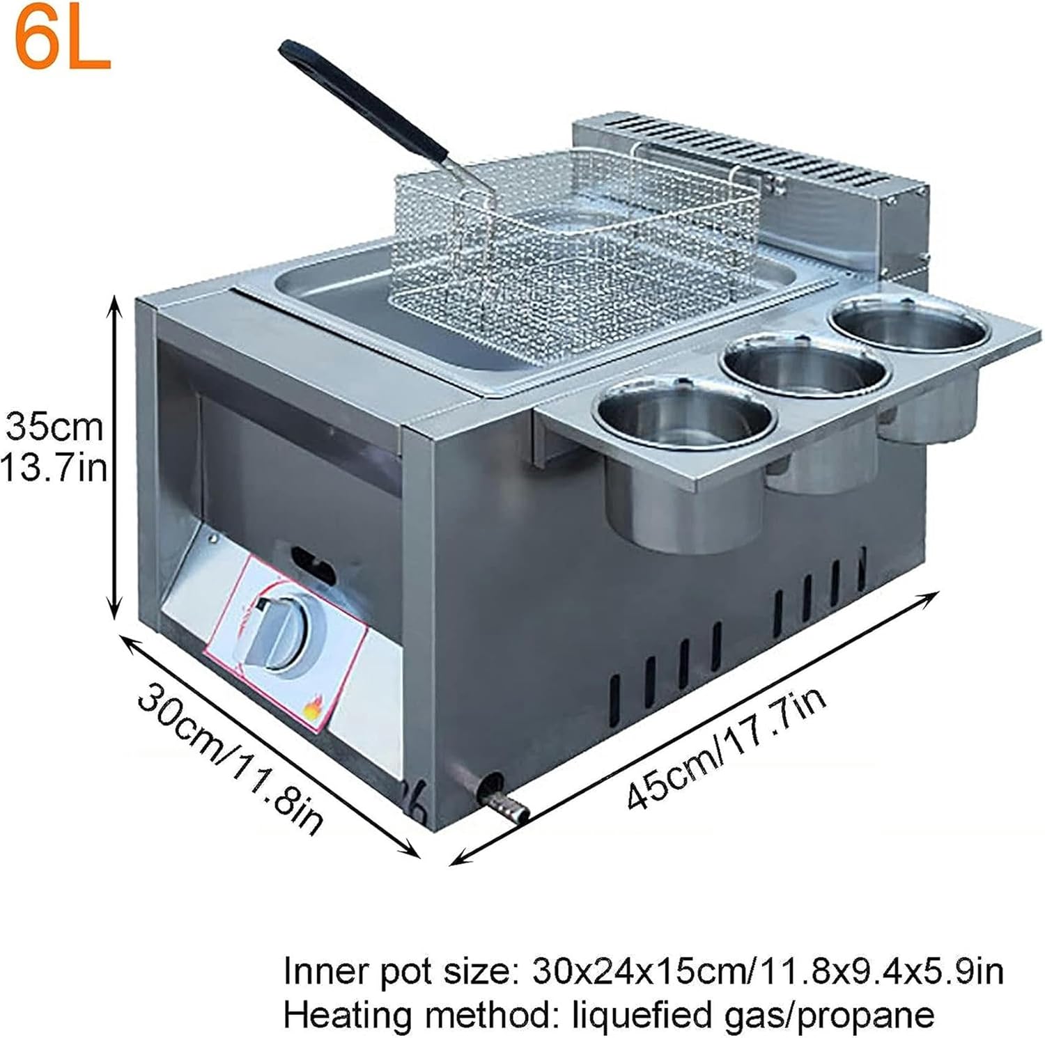 Professional Deep Gas Fryer, Propane Deep Fryer/LPG Gas Fryer, with Fried Basket and Lid Cover, for Restaurant Home Kitchen Food Cooking (Color : 1*Fried Basket)