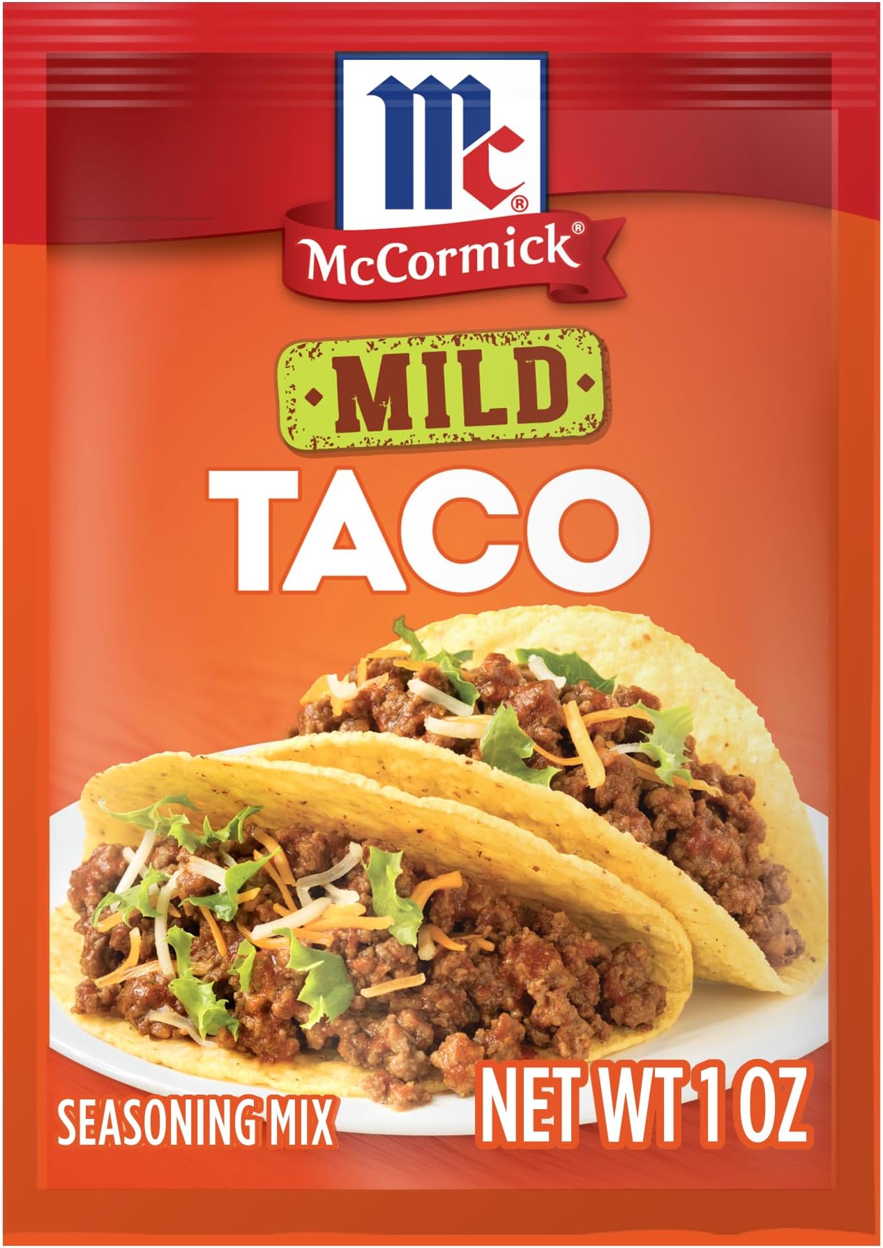 McCormick Taco Seasoning Mix, Mild, No MSG Added, No Artificial Colors or Flavors, For Tacos, Nachos, Fajitas and More, 1 oz
