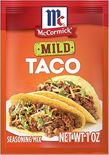 McCormick Taco Seasoning Mix, Mild, No MSG Added, No Artificial Colors or Flavors, For Tacos, Nachos, Fajitas and More, 1 oz