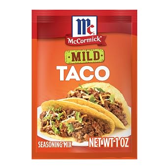 McCormick Taco Seasoning Mix, Mild, No MSG Added, No Artificial Colors or Flavors, For Tacos, Nachos, Fajitas and More, 1 oz