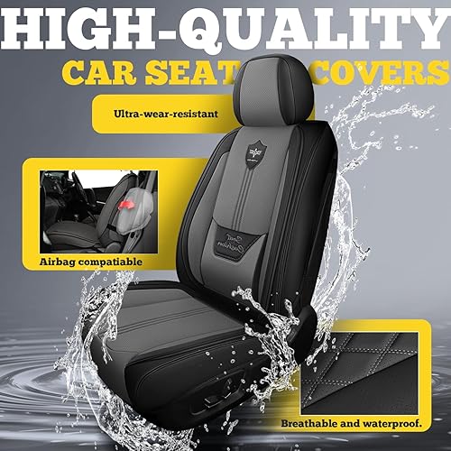 Miniatura 5 de LINGVIDO - Fundas de piel para asiento de automóviles, transpirables, accesorios automotrices, ajuste universal para automóviles, SUV y camionetas,