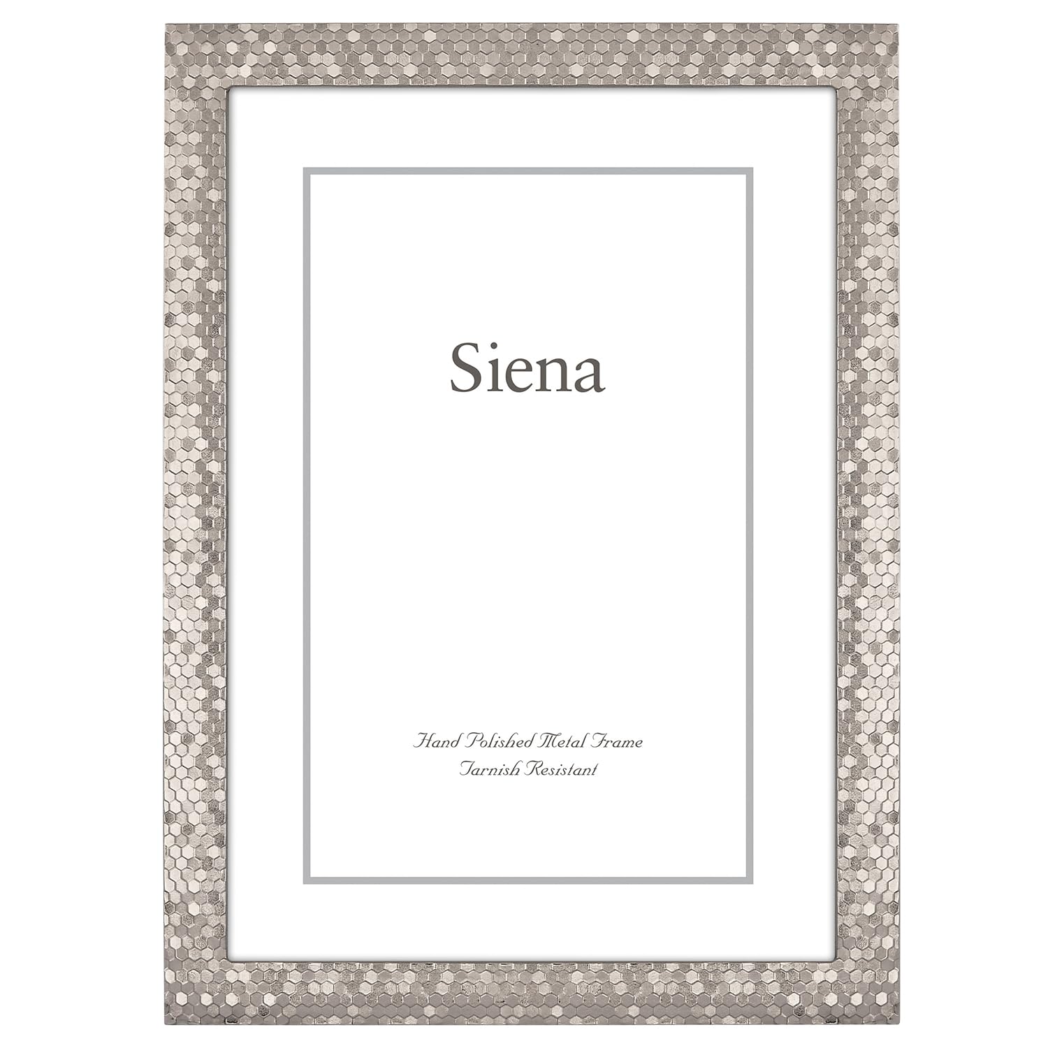 Siena Cast Metal Glitter Frame, Tarnish Resistant Finish, Perfect Photo Frame for any End Table, Credenza, Shelf, or Nightstand, Silver, 5x7