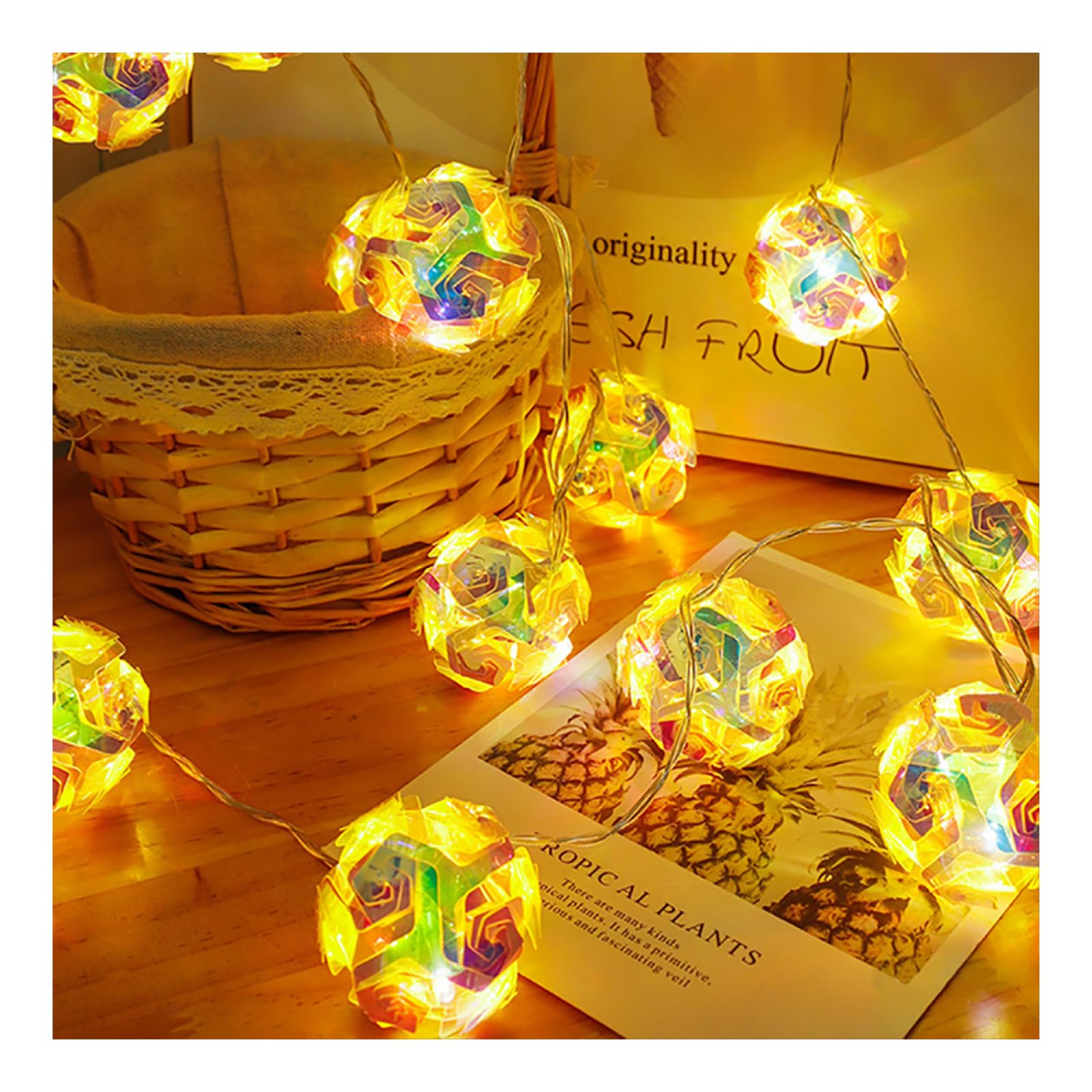 CAKERS LED Roses Globe String Lights|Creative Decor Silver Wire Fairy String Light|Ambient Light for Party Christmas Bedroom Patio,Colorful,1.5m(4.9ft)-10LED-USB