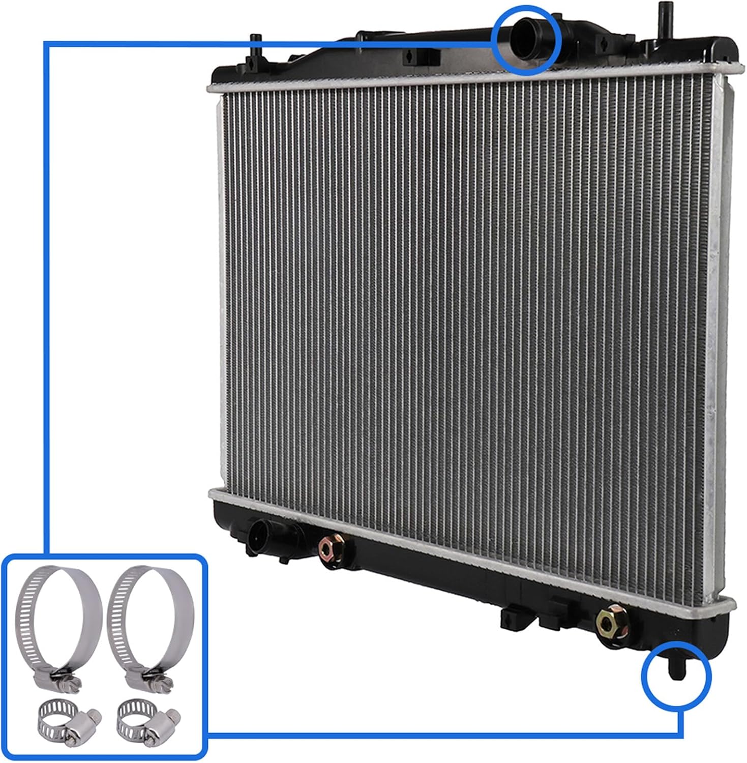 SCITOO fit 8MM-10MM,30MM-50MM Hose Clamp and fit 2731 Radiator Fit 2005-2007 for Cadillac for CTS 2.8L 2004 for Cadillac for CTS 3.2L 2004-2007 for Cadillac for CTS 3.6L