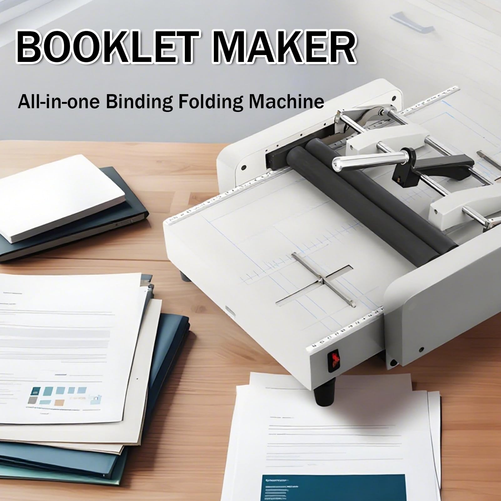 Pinzatrice per Libretti, Macchina Automatica per la creazione di Libretti, pinzatrice e piegatrice per Fogli A3 2 in 1, 11,7" x16,5 Max, 300 Libri/Ora, per brochure, manuali, inviti