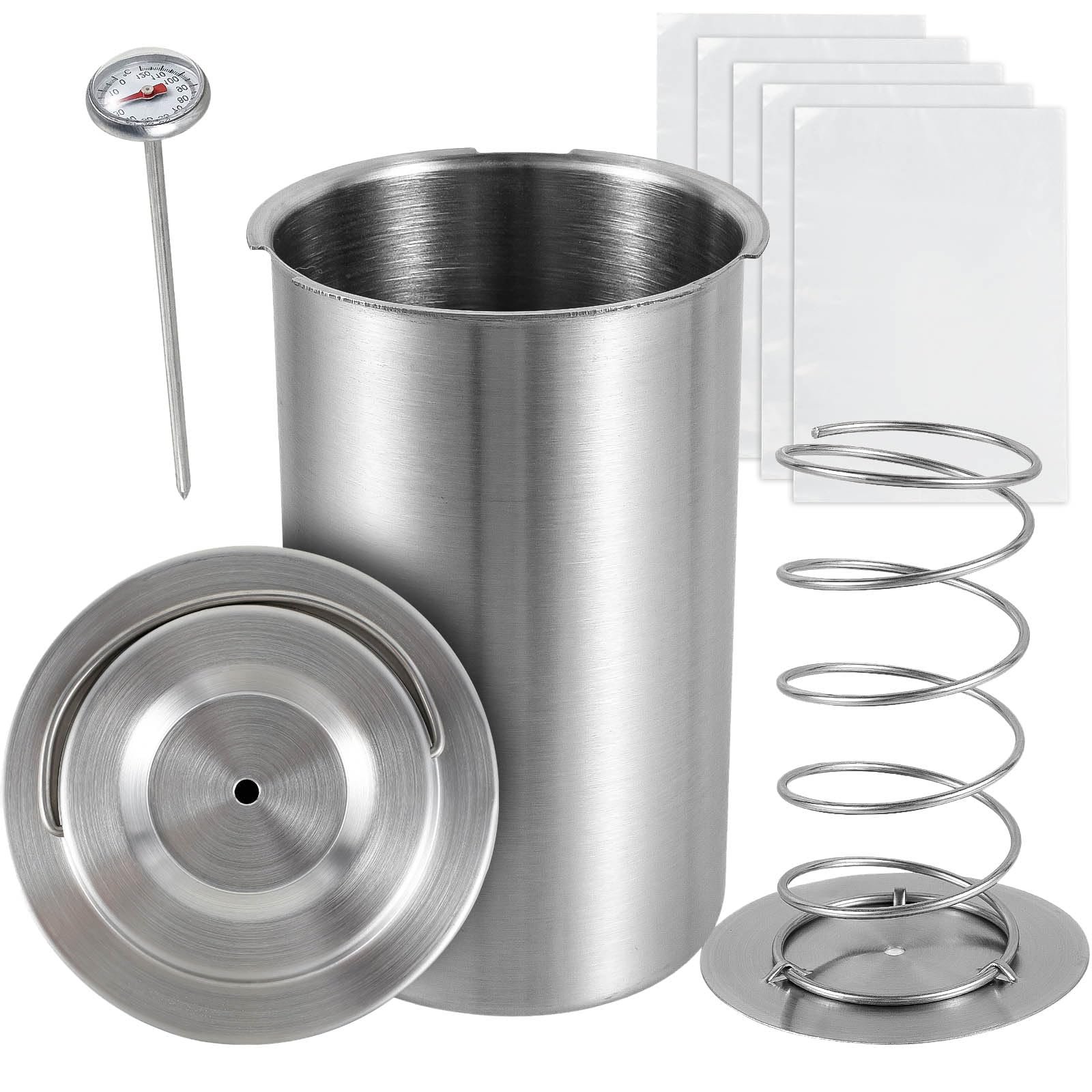 Ham Maker Meat Press with Thermometer, 304 Stainless Steel Multifunctional Meat Press Cooker with 5 Food Zipper Bags for Meats Pork Beef Lamb Poultry