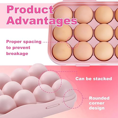 Miniatura 5 de PhantomSky Soporte para huevos al aire libre de gran capacidad, contenedor de almacenamiento de huevos frescos de plástico para refrigerador, #6-016