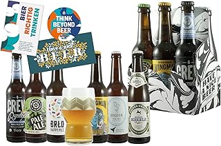 Craft Beer 6er Träger - 6 ausgezeichnete Premium Biere inkl. Glas, Booklet, Bierdeckel und Geschenkkarte, Bier Geschenke für Männer, Biergeschenk, Craftbeer Paket, Vatertagsgeschenk