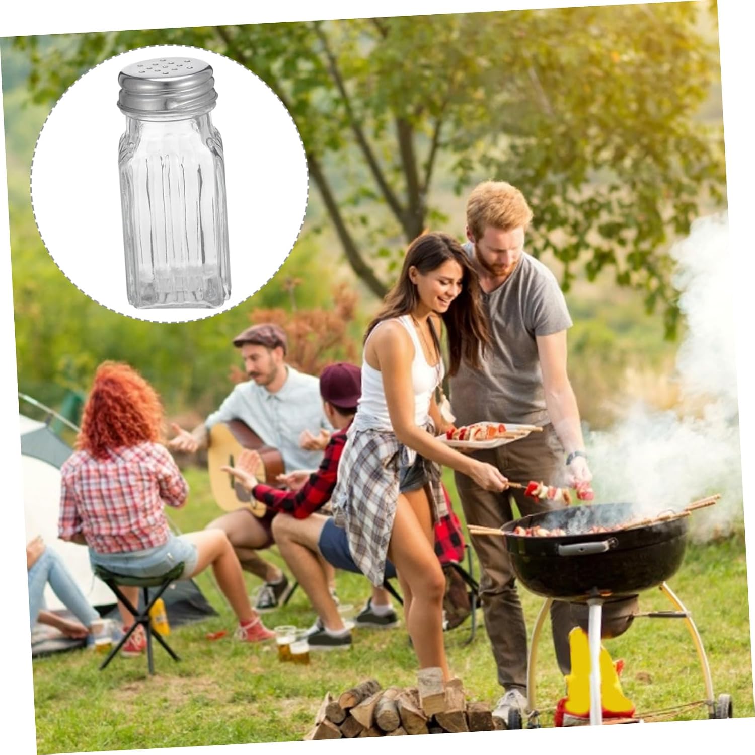 Mikinona 6pcs Glass Spice Jar Multi-functional Seasoning Containers for Salt Pepper and More Elegant Kitchen Storage Modern Design