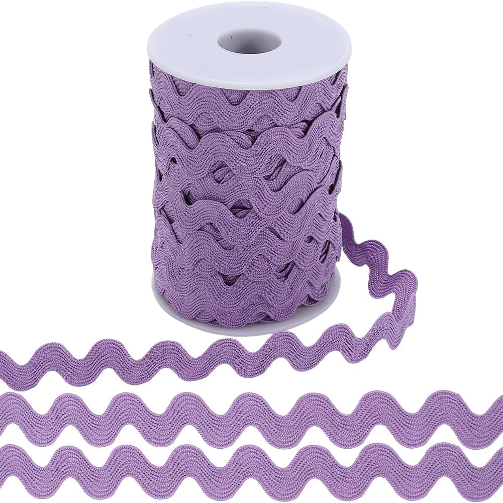 GORGECRAFT 25 Yards x 10mm Wavy Bending Ribbon RIC Rac Trim Wave Fringe Trim Blue Violet Rick Rack Lace Edging Trim Zig Zag Braid Ribbon for Sewing DIY Crafts Gift Wrapping Bow Making Party Decor