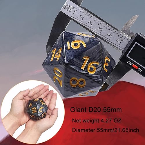 Miniatura 6 de Juego de 3 dados gigantes D20 de 2.165 in para Dungeons and Dragons, RPG, MTG