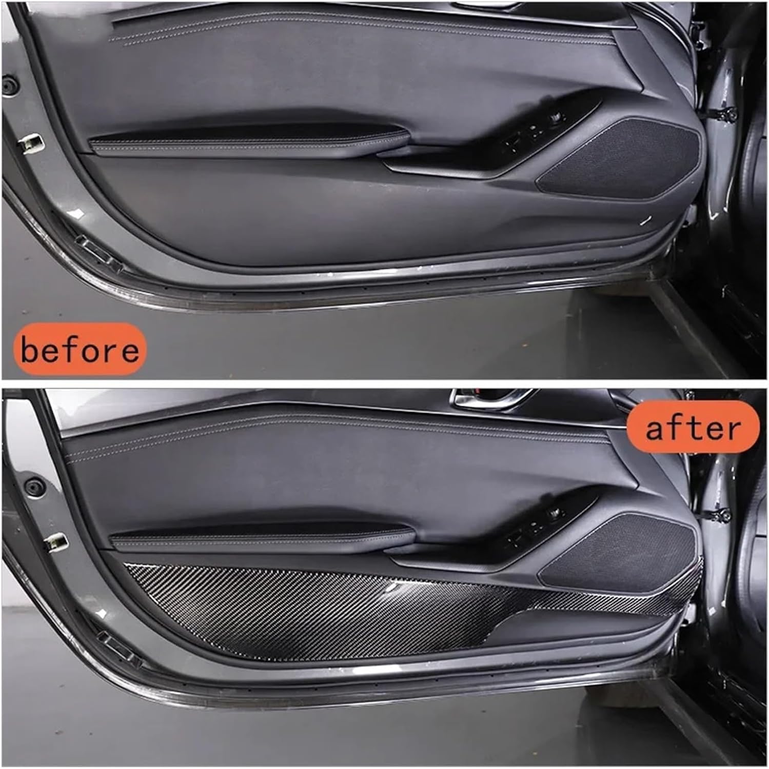 Compatible With Mazda MX-5 2016-2023 Soft Carbon Fiber Car Door Kick Panel Decorative Sticker Trim Car Interior Accessories(Red)