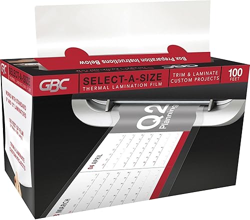 Miniatura 1 de GBC Select-A-Size - Película de laminación térmica, rollo de laminación de 3 mil x 100 pies para laminadores de bolsa de 9 y 12 pulgadas, tamaño de