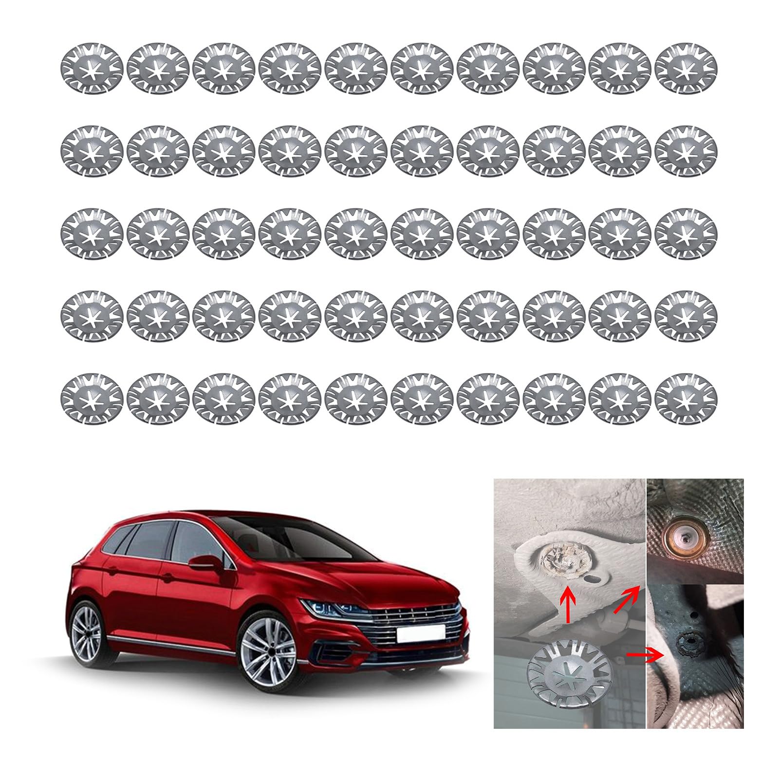 Ouxuefen 20/50Pcs Metal Heat Shield Clips Washers Exhaust Heat Shield Clips Underbody Heat Shield N90796501 Auto Accessories