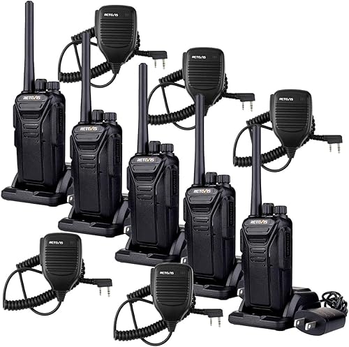 Retevis Walkie Talkies RT27, radio bidireccional con micrófono de altavoz de hombro, radios de 2 vías de largo alcance, base de carga USB, alarma