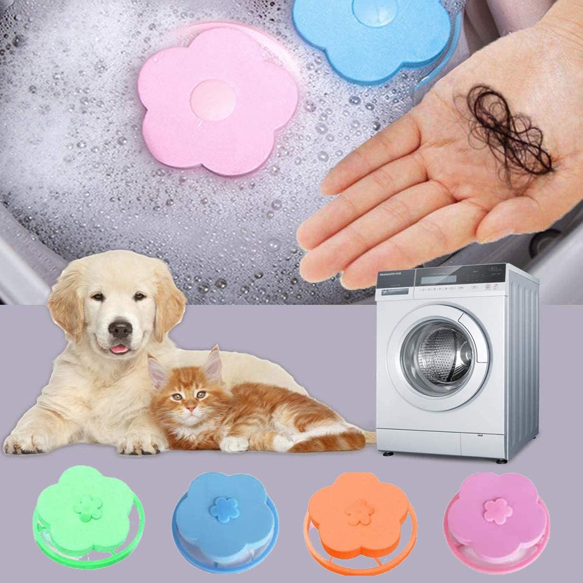 4 Pieces Pet Hair Remover for Laundry, Dog Hair Remover for