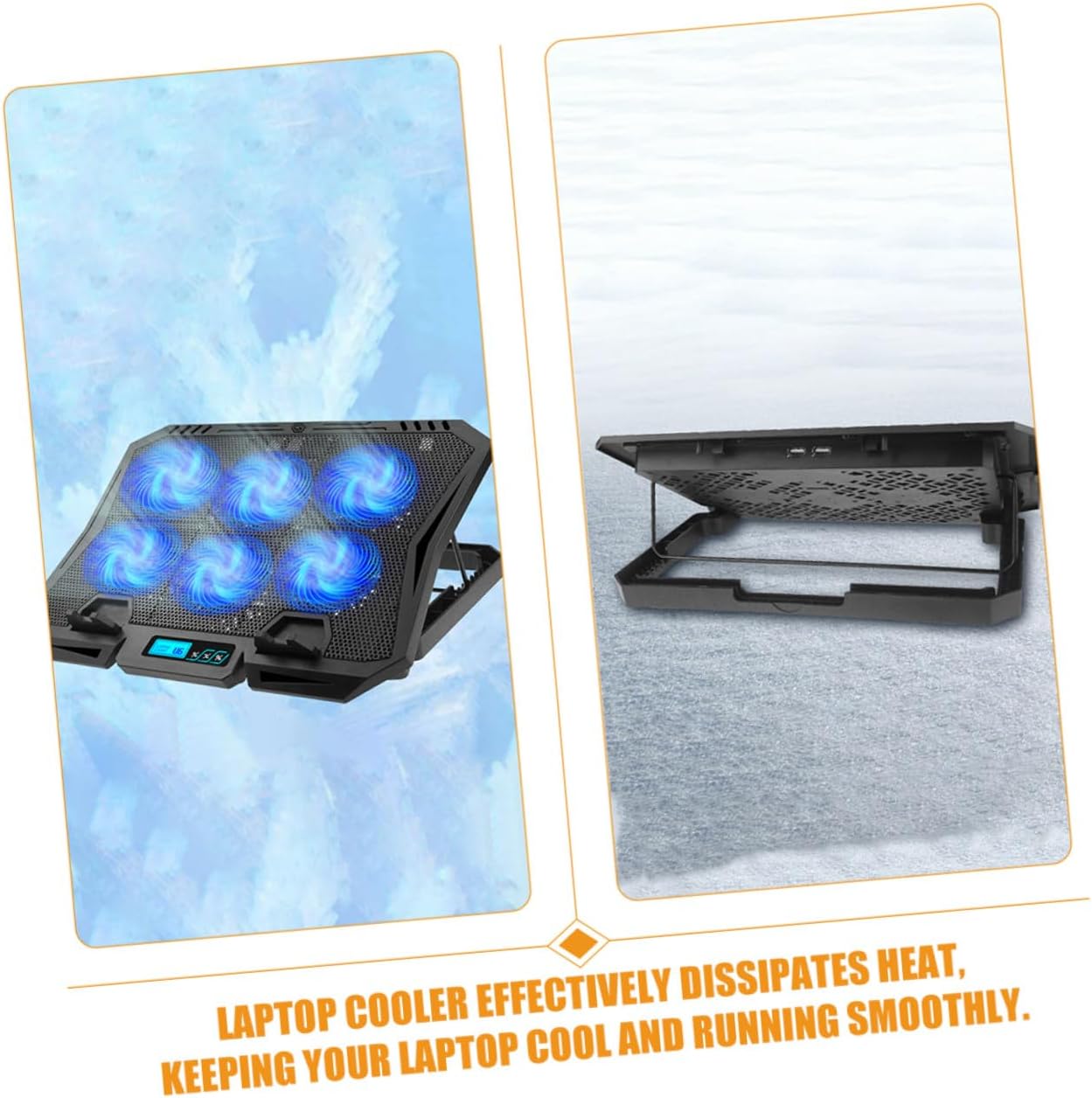 Gadpiparty Laptop Cooling Pad with 6 Quiet Fans Adjustable Speed Blue LED for 15.6-inch Laptops Portable Cooling Stand for Gaming and Office Use