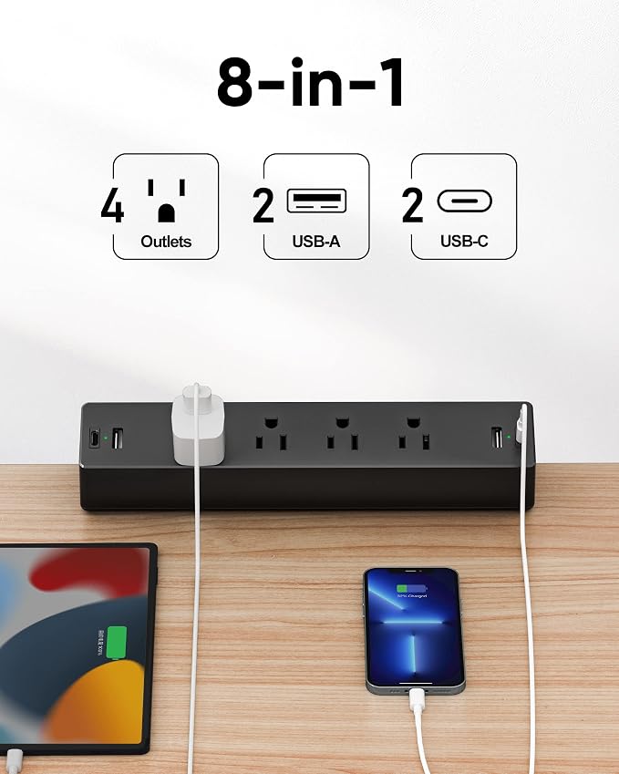 Extensión de Escritorio con 4 Tomacorrientes y 4 Puertos USB miniatura 2