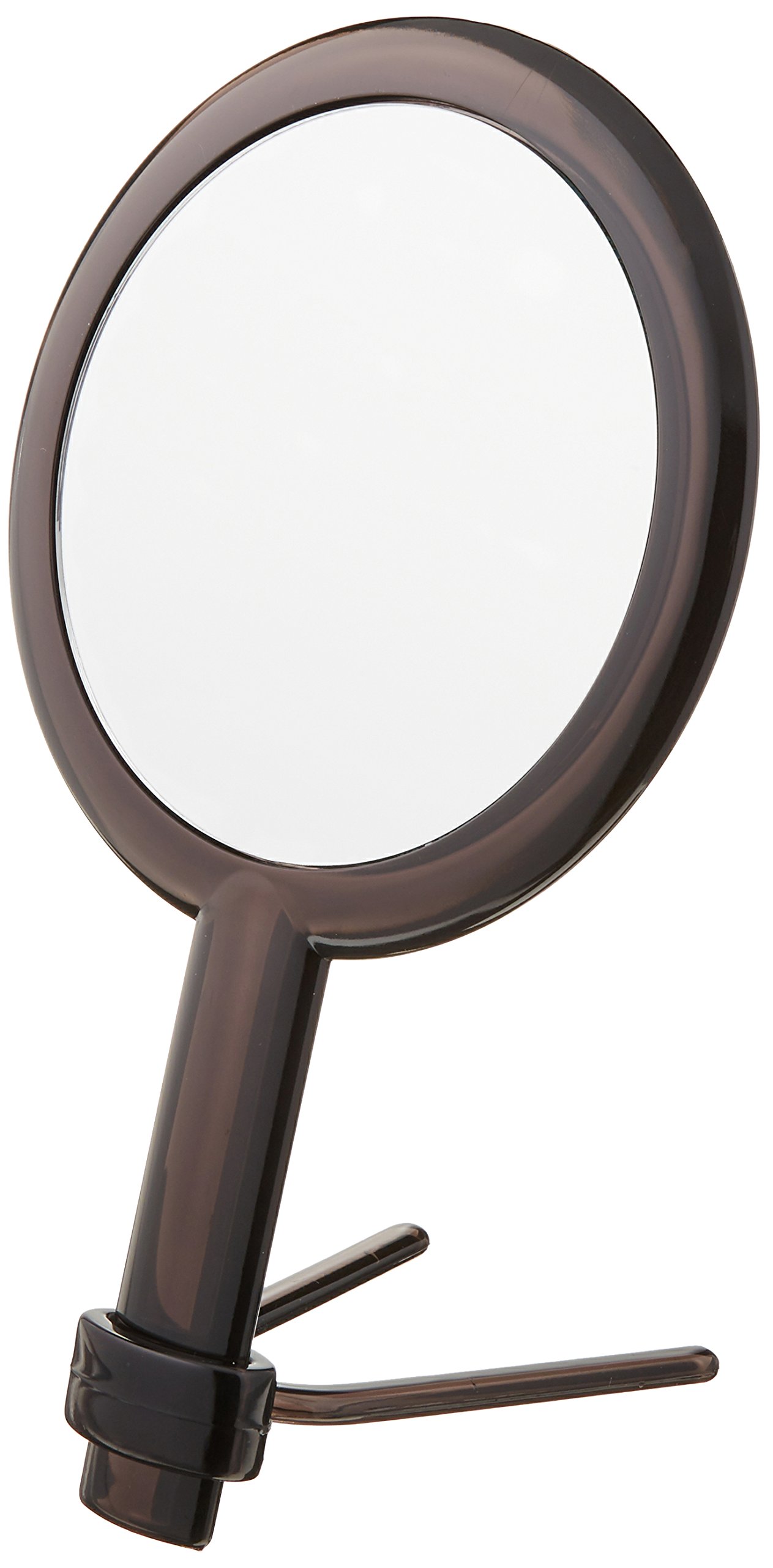 Handheld Travel Vanity Makeup Mirror with Adjustable Stand & 5 or 1 X Magnification Capability, Black