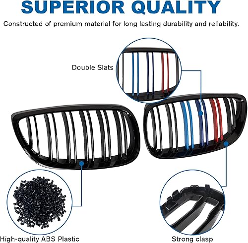 Miniatura 187 de Rejilla frontal negra brillante compatible con BMW Serie 3 G20 2019 2020 2021 2022 316i 318i 320i 328i 330i 330i 335i 340i Doble lamas negro