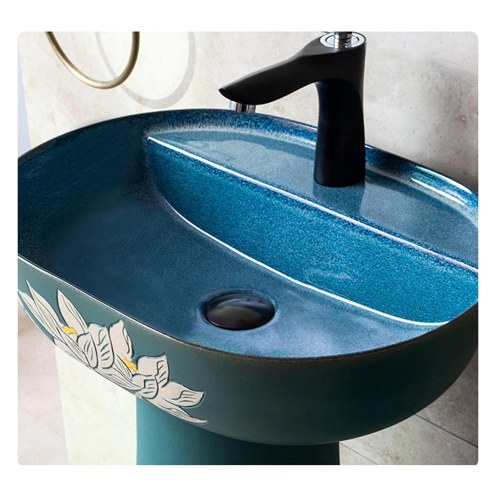 Umywalka Nablatowa Umywalka Nablatowa Umywalka Łazienkowa Na Postumencie, Luksusowa Ceramiczna Umywalka Łazienkowa Nablatowa Umywalka Artystyczna, Zielona Umywalka Łazienkowa Ceramiczna Mała Umywalka