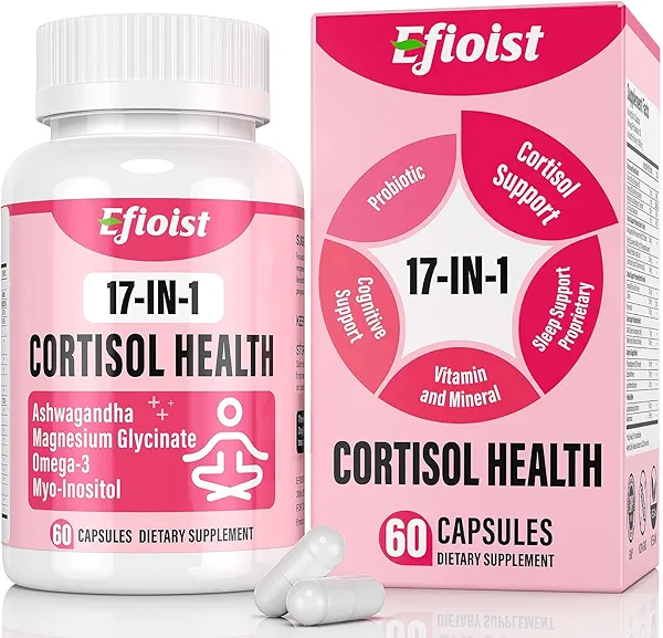 Cortisol Supplement for Women, 17-in-1 Hormone Harmony for Women, Cortisol Reducer with Ashwagandha, Rhodiola Rosea, Magnesium Glycinate, Omega-3, for Mood, Focus, Sleep Support, 60 Capsules