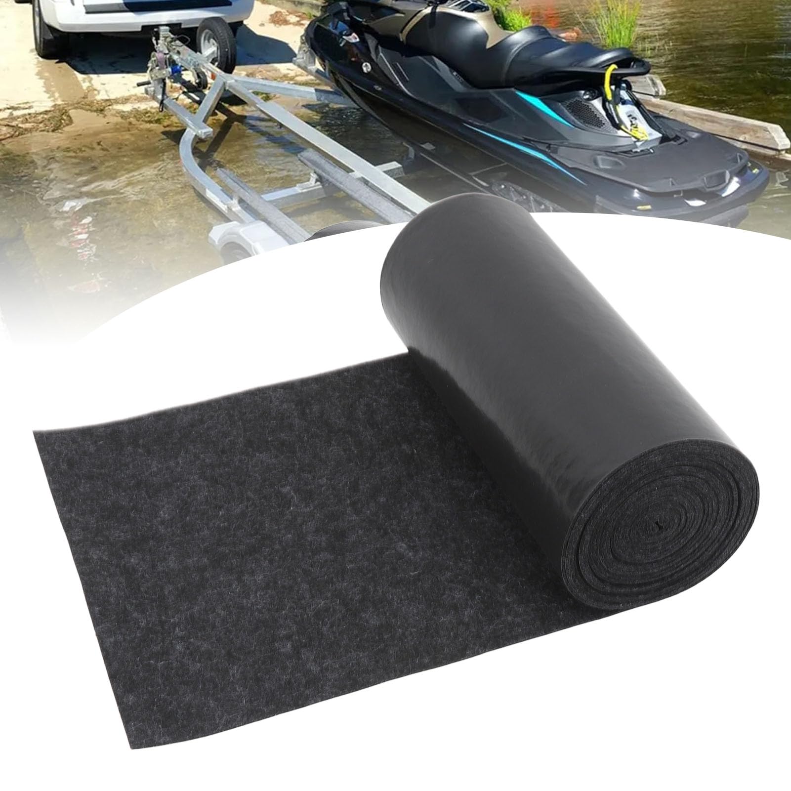 Tapis De Couchette For Remorque De Bateau 19,68 Pi X 0,98 Pi 7 Mm D'épaisseur En Polyester For Remorque Marine Tapis De Rembourrage For Remorque De Bateau Rampe De Garage Quai Planche