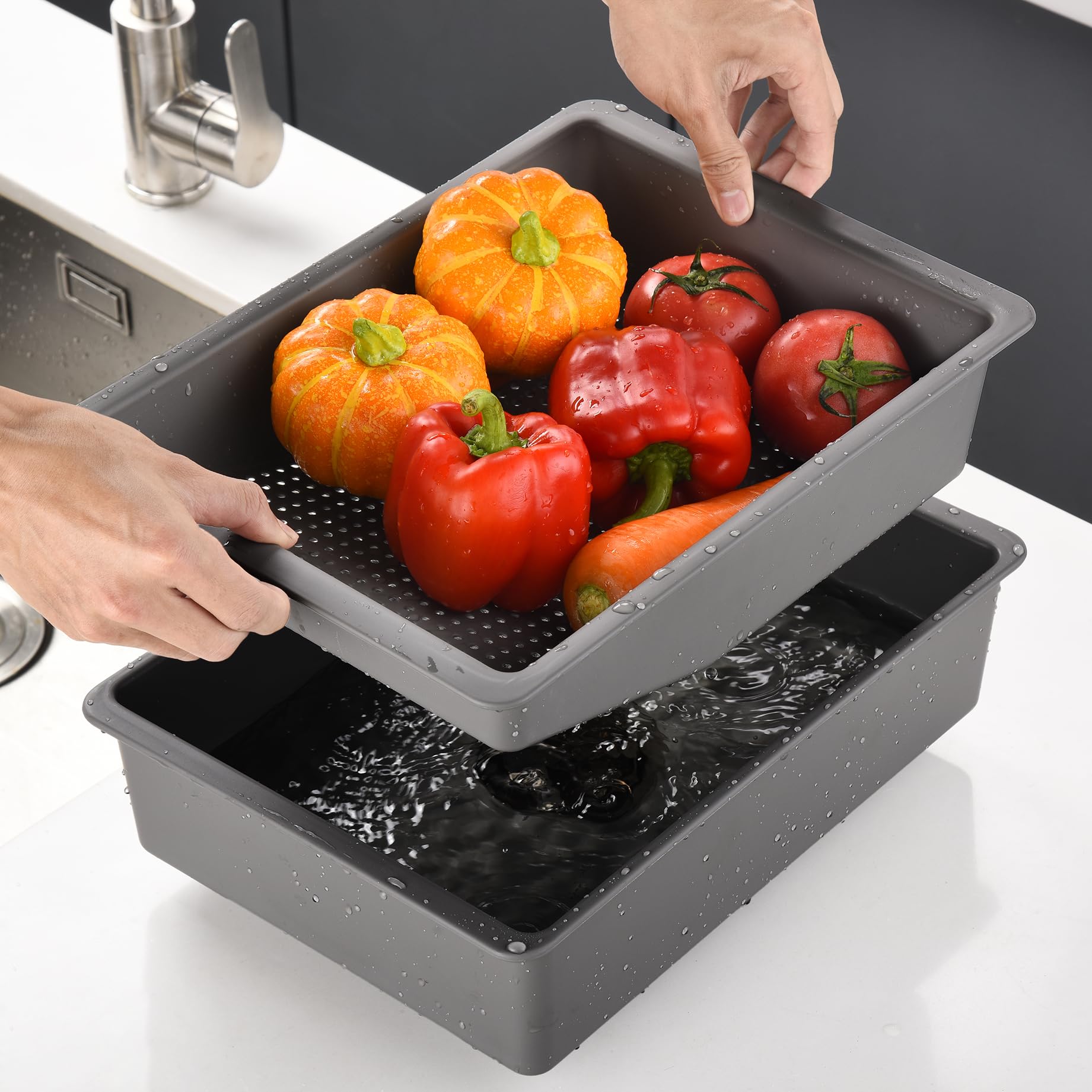 2-in-1 Kitchen Sink Dish Basin Set - Filter & Drain -9