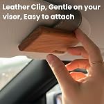 Car Air Freshener with Premium Leather Visor Clip, North American Alder Wood Scent Diffuser, Refillable Solid Wood Odor Eliminator for Vehicle Cabin, Truck & SUV, No Liquid, No Mess(Gilded Petals)