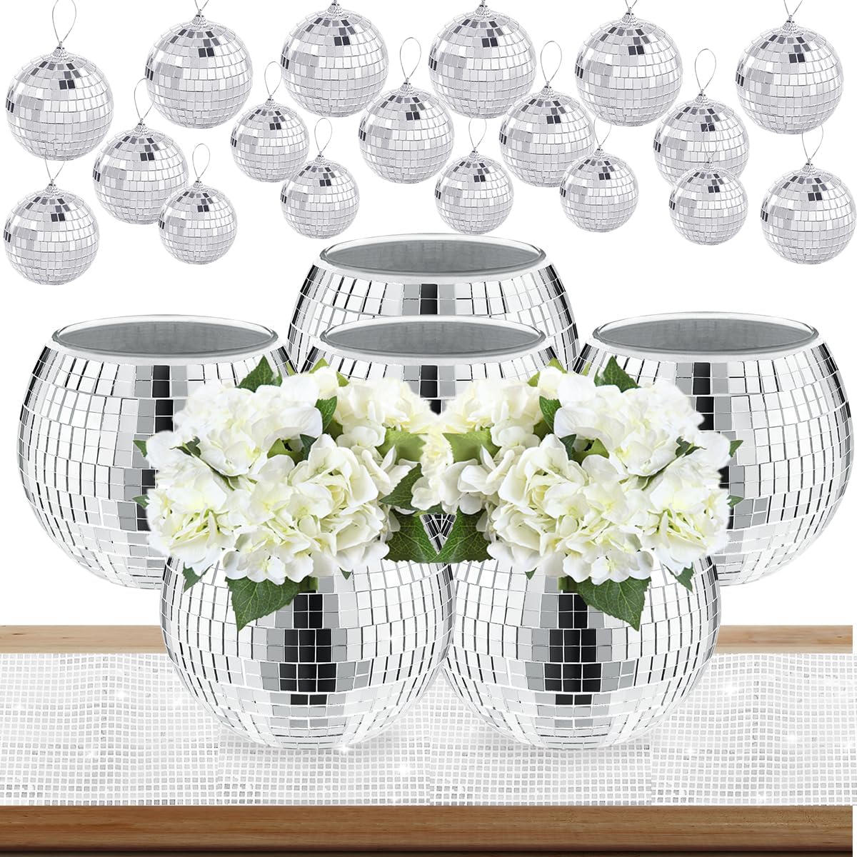 Amazon.com: GSYUWIH 6 Pcs Disco Ball Decor Vase,Disco Ball Planter with ...