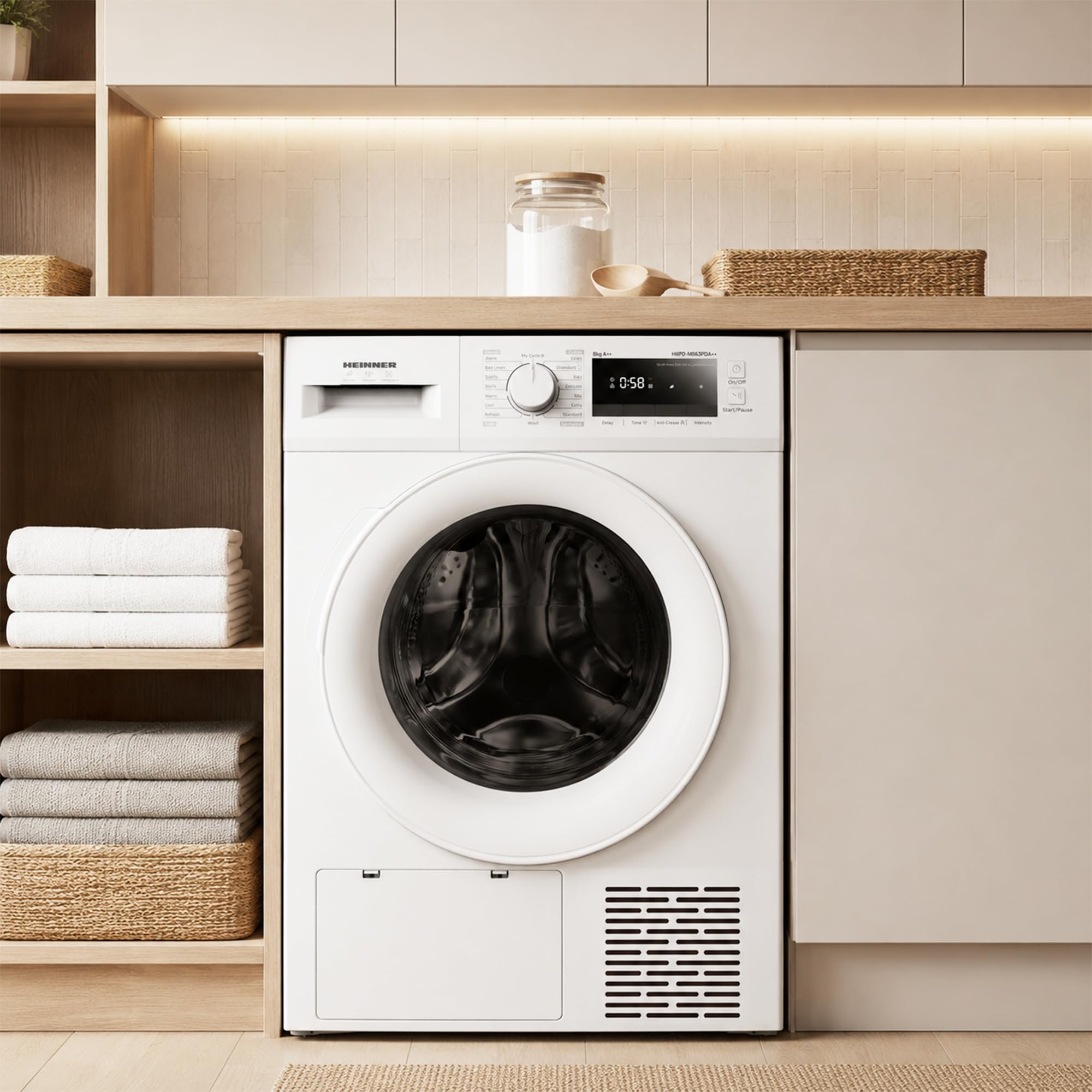 HHPD-M8G3PDA++ Warmtepompdroger – 8 kg Droogcapaciteit, Energieklasse A++, Sensor-gestuurd Drogen voor Optimale Resultaten, Meerdere Droogprogramma’s, Weiß, 5 Jahre Garantie