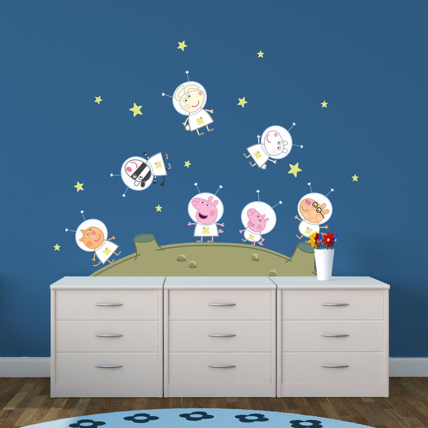 Stickerscape Peppa Pig Space Wall Stickers (Peppa Moon - Regular Size)| Official Peppa Pig Wall Decal, Wall Decor | Easy to Apply, Cleanly Removable