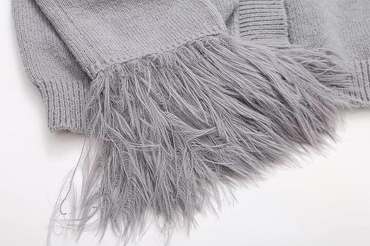 トップス theVirgins feather cuff short cardigan Women's Feather Cuff Sweater Button up Slim Casual Knitwear