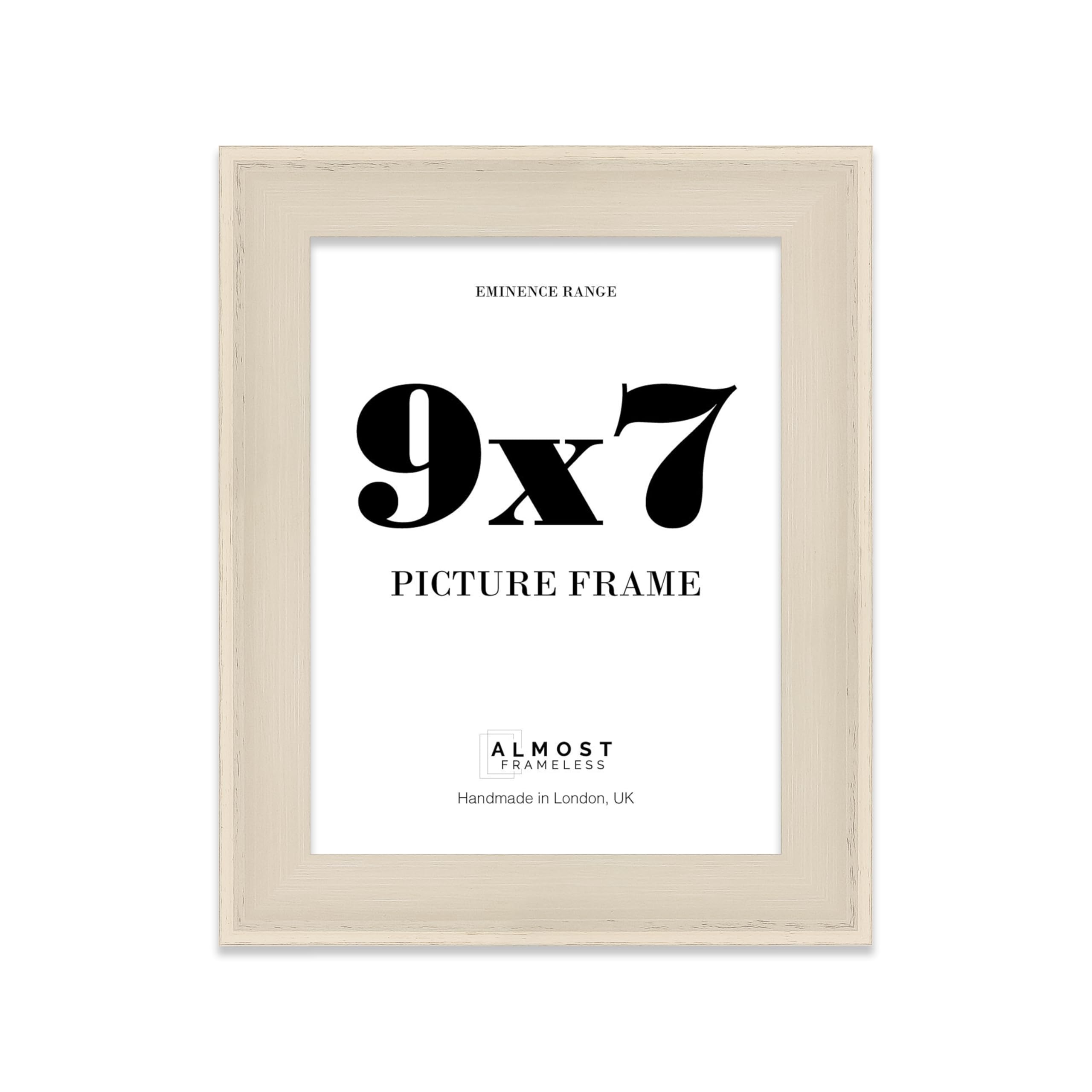 9x7" Cream Picture Frame - Rustic Wood Industrial Effect Photo Frame for Wall Display, Ideal for Posters, Prints & Home Décor, Wall Hooks and Kickstand, 32mm Edge - 1 Pack