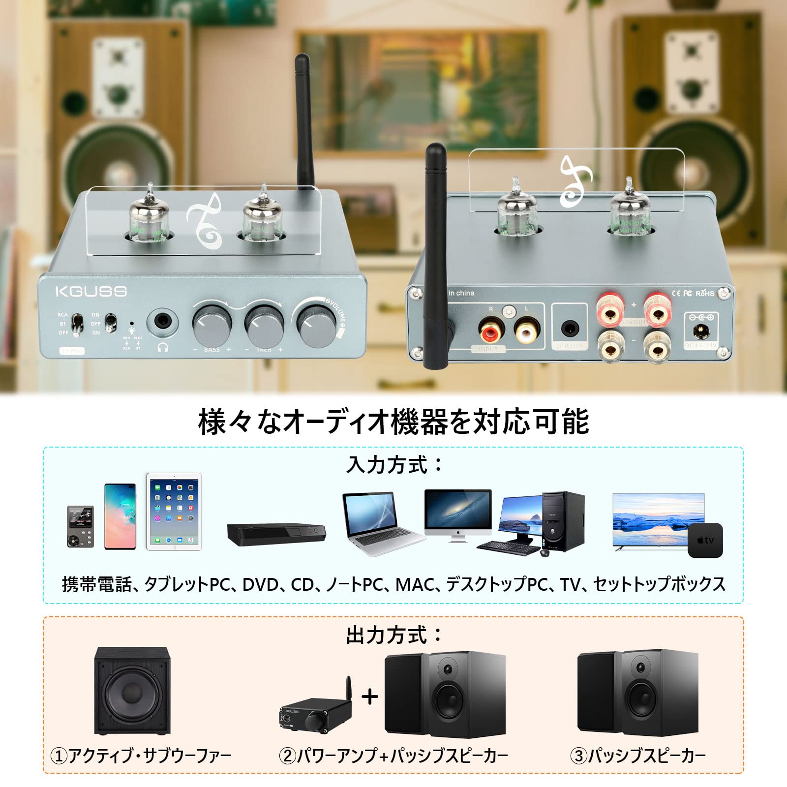 Amazon.co.jp: KGUSS 真空管アンプ パワーアンプ QCC5125 チップ 