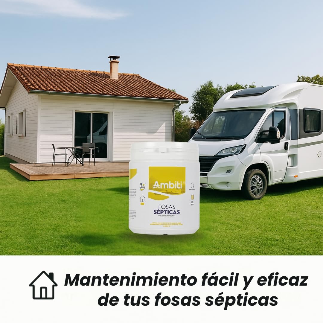 Ambiti Fosas Sépticas | Activador Enzimático Biológico en Monodosis | 20 Bolsitas Solubles de 20 g | Limpieza y Mantenimiento de Fosas y Desagües | Elimina Malos Olores y Evita Atascos
