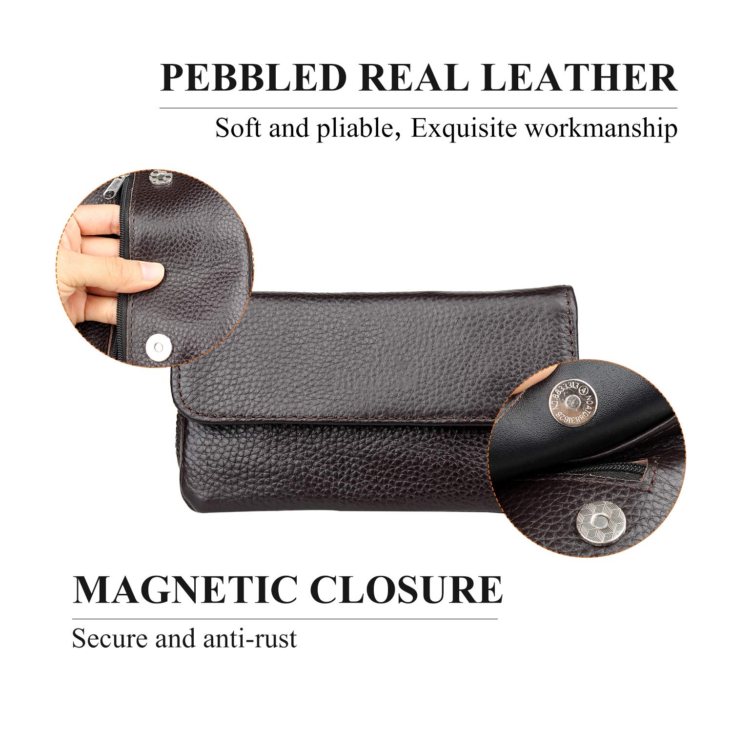 Custodia portatile in vera pelle per 2 pipe, con manomissione, strumento filtro e detergente per conservare la freschezza