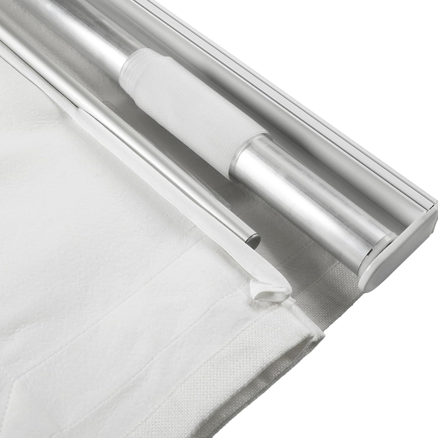 ChadMade Cordless Pink Trimmed Border Roman Shade for Bedroom, Custom Made Light Filtering White Blind with Install Hardware, 1 Panel