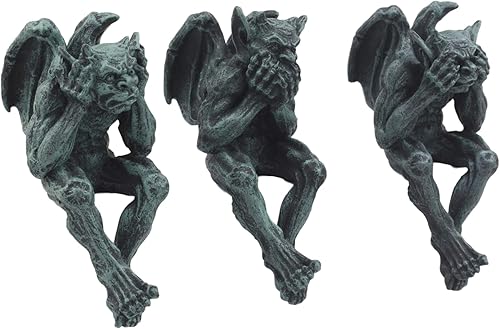 Miniatura 4 de Ebros Gift Notre Dame Quimera Winged Hear No Evil See No Evil Speak No Evil Gárgola Estatuillas de 5 pulgadas de alto Esculturas de gárgola Juego de