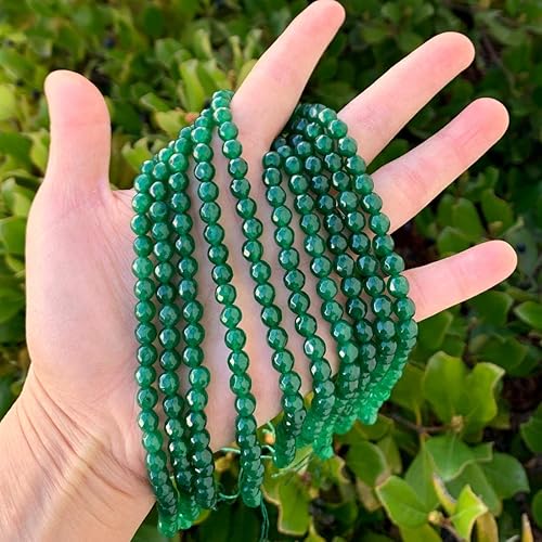 Miniatura 3 de Adabele - 2 hebras de piedras preciosas curativas de jade verde esmeralda natural de 0.315 pulgadas (0.315 in), cuentas sueltas redondas facetadas,