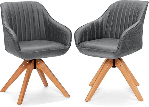 GOFLAME Sillas de comedor giratorias 1 unidad silla lateral contemporánea con respaldo curvado reposabrazos patas de lana maciza sillas tapizadas de