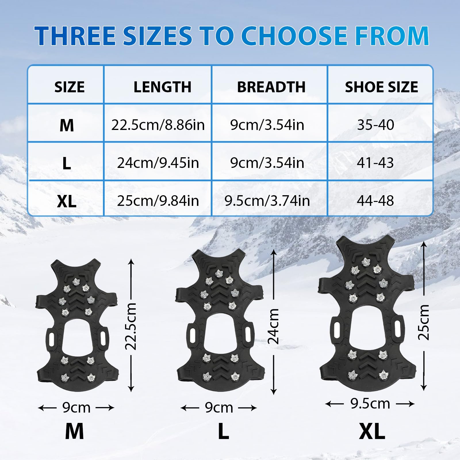 Schuhspikes Ice Schuhkrallen Eisspikes,Schnee-Grip-Stollen über Schuh,Schuhkrallen Anti-Rutsch Schuhspikes für Walking,Joggen,Klettern und Wander,Sohle Wandern Spazieren Hiking Walking Winter