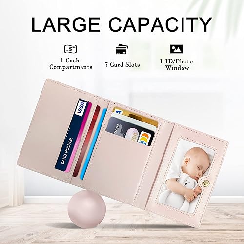 Miniatura 2 de Lindas carteras pequeñas para mujer, cartera de tres pliegues a la moda para niñas, cartera corta delgada para mujer con ventana de identificación,