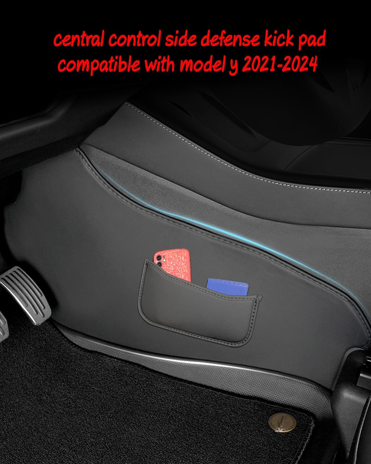 Center Console Side Anti-Kick Mats,Model Y Dust Resistant Protector Cover Leather Fabric Anti Kick Pad Compatible with Tesla Model Y 2021-2024 (for model y 2021-2024)