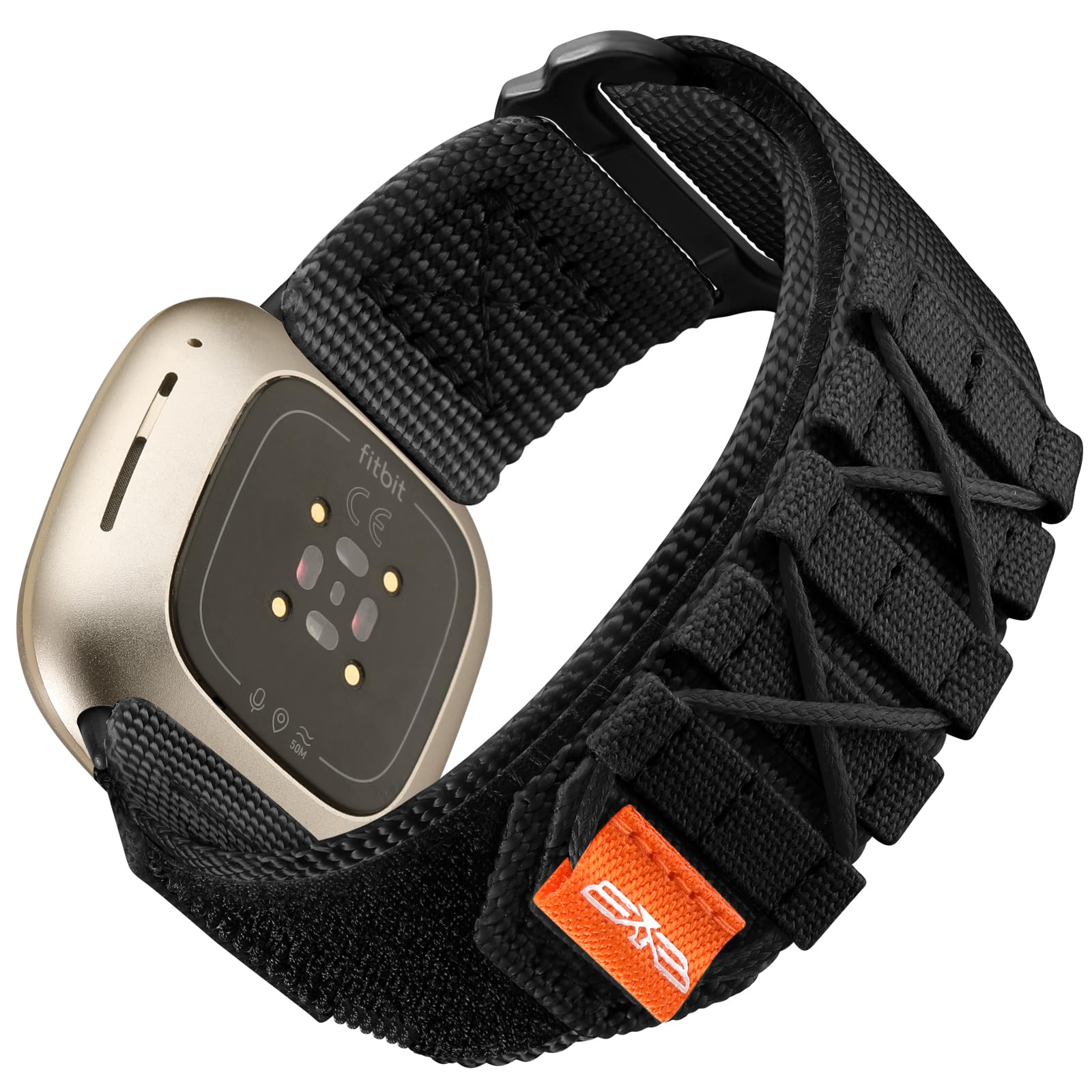 Bandletic Tactical Rugged Bands Compatible with Fitbit Versa 4 Bands/Versa 3/Sense 2/Sense, Soft Durable Military Nylon Solo Loop Sport Straps