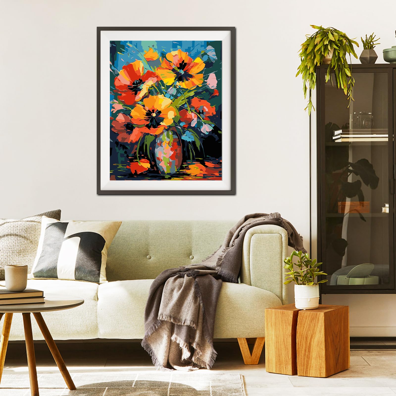 QENSPE Peinture par numéros pour adultes, Ville DIY peinture à l'huile par numéros sur toile artisanat Ciel étoilé avec pinceaux peintures acryliques pour enfants, décoration d'intérieur 30x40cm