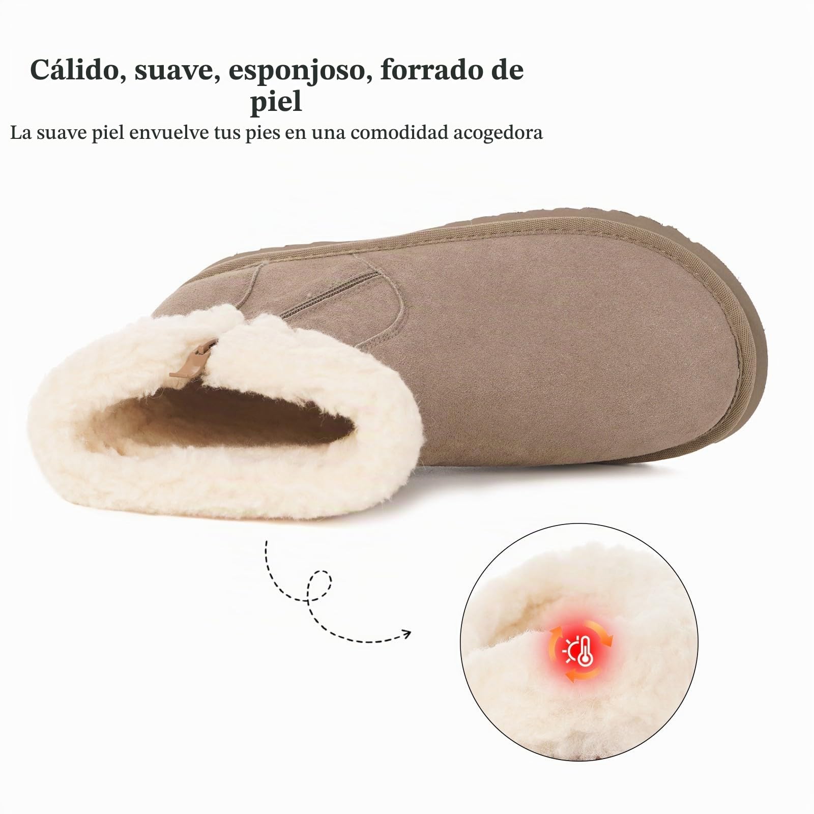 Hsyooes Botas Mujer Nieve Cálido Forradas Botines de Invierno Ante Cómodas Zapatos de Nieve Impermeable Botas de Invierno Antideslizante