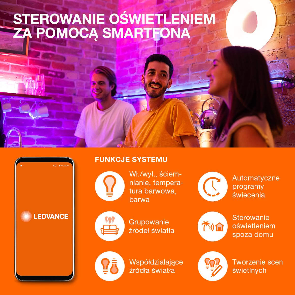 LEDVANCE Oprawa oświetleniowa: for sufit, SMART+ PLANON PLUS przestrajalny biały / 20 W, 220…240 V, kąt rozsyłu światła: 110°, Program przestrajalny biały, 3000…6500 K, materiał: aluminum, IP20