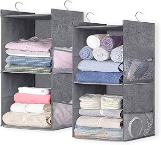 KEETDY 2-Shelf Hanging Closet Organizers and Storage Collapsible Camper Closet Baby Nursery Clothes Shelves for Bedroom Ca...