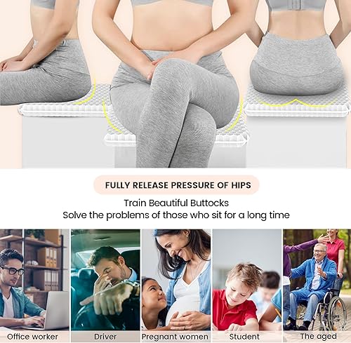 Miniatura 5 de XSIUYU Cojín de gel para asiento largo  Cojín de alivio del dolor de espalda, cadera, coxis  Cojín de asiento de gel para silla de oficina, coches